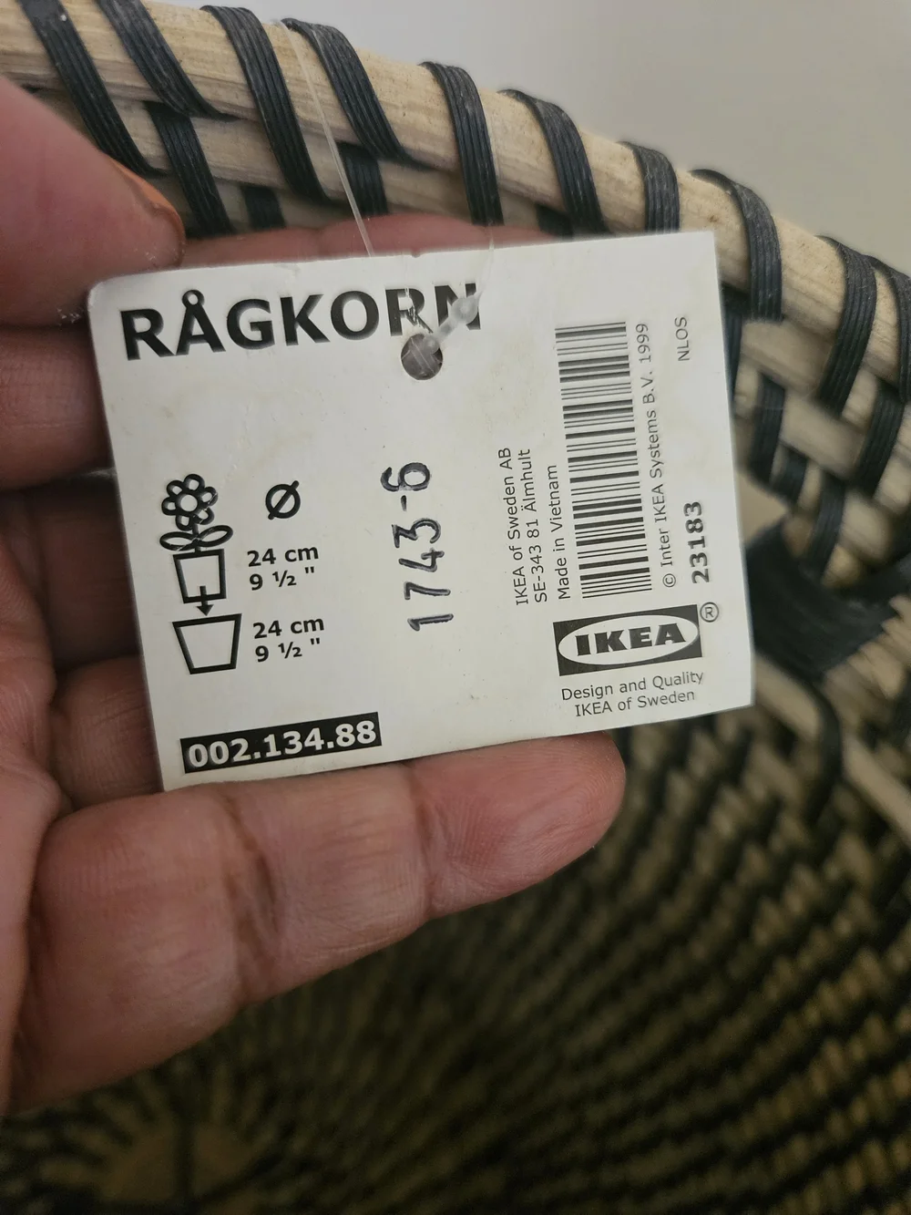 IKEA RÅGKORN Black and Natural Woven Storage Basket